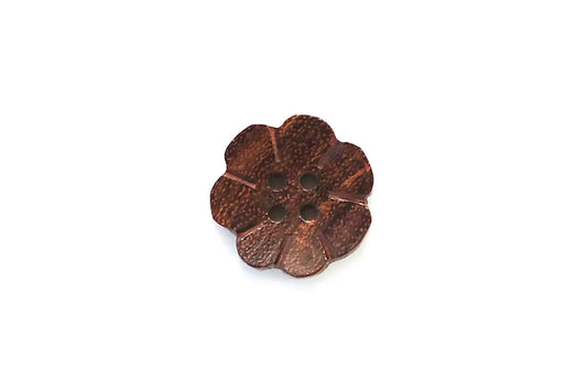 Wooden Flower Button - Dark (25mm)