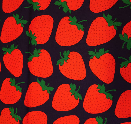 Big Strawberries Japanese Cotton Oxford on Navy