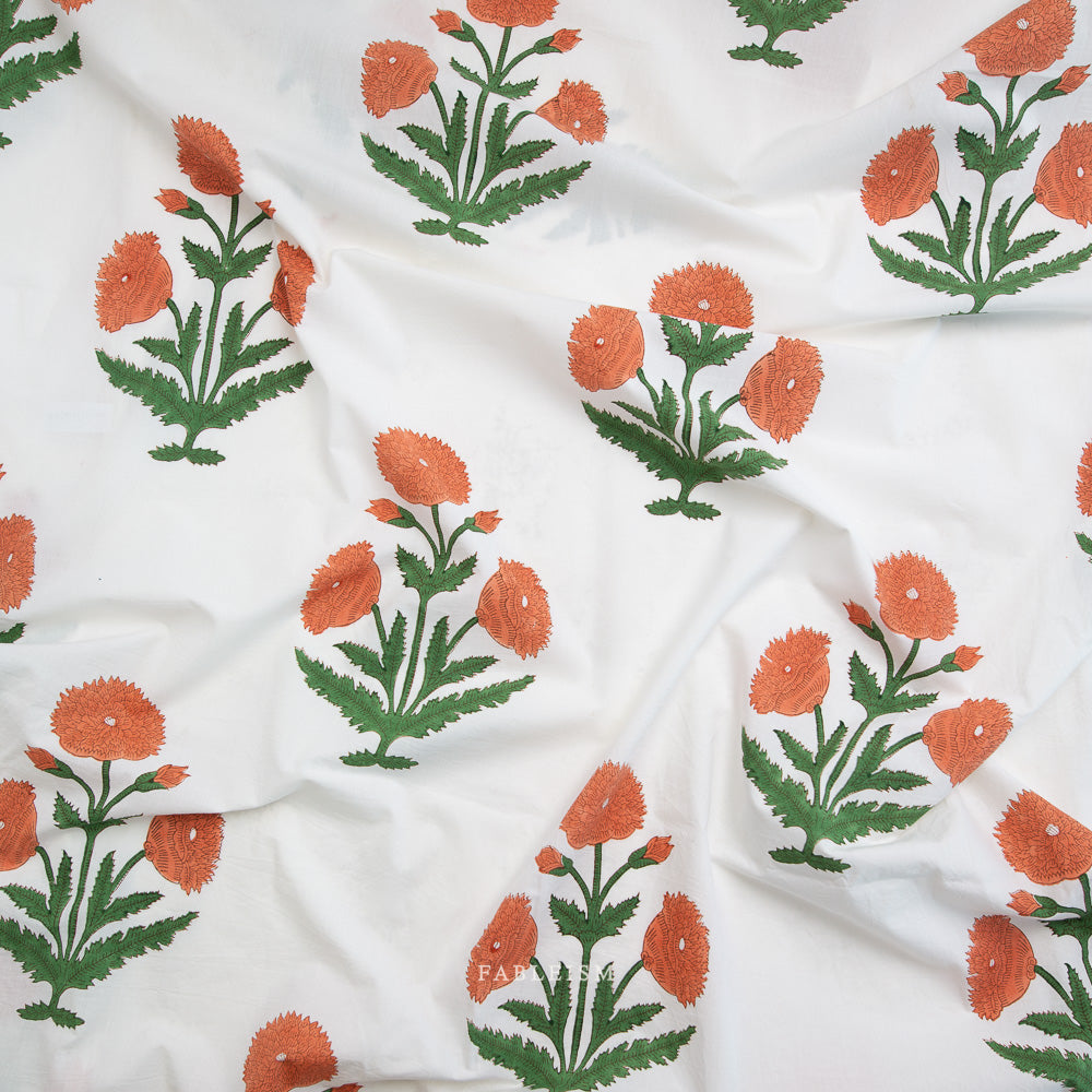 Fableism Indian Block Prints: Cottage in Boho Floral in Sienna