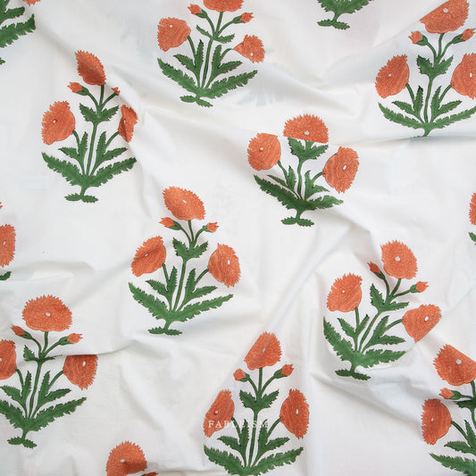 Fableism Indian Block Prints: Cottage in Boho Floral in Sienna