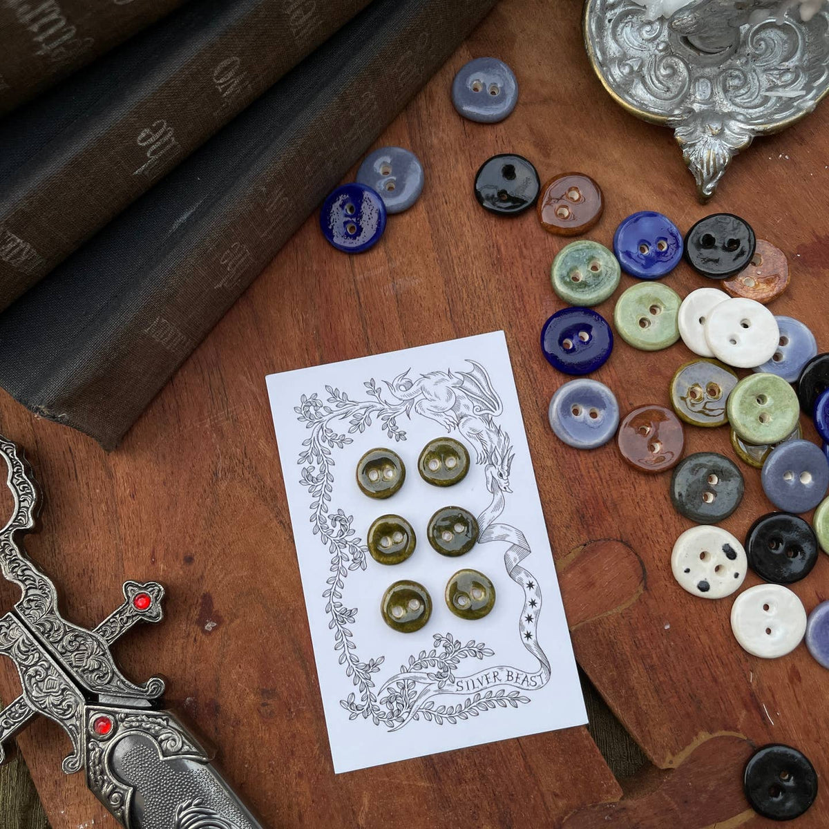 Silver Beast Studio Mini Buttons- Set of 6 (13mm)