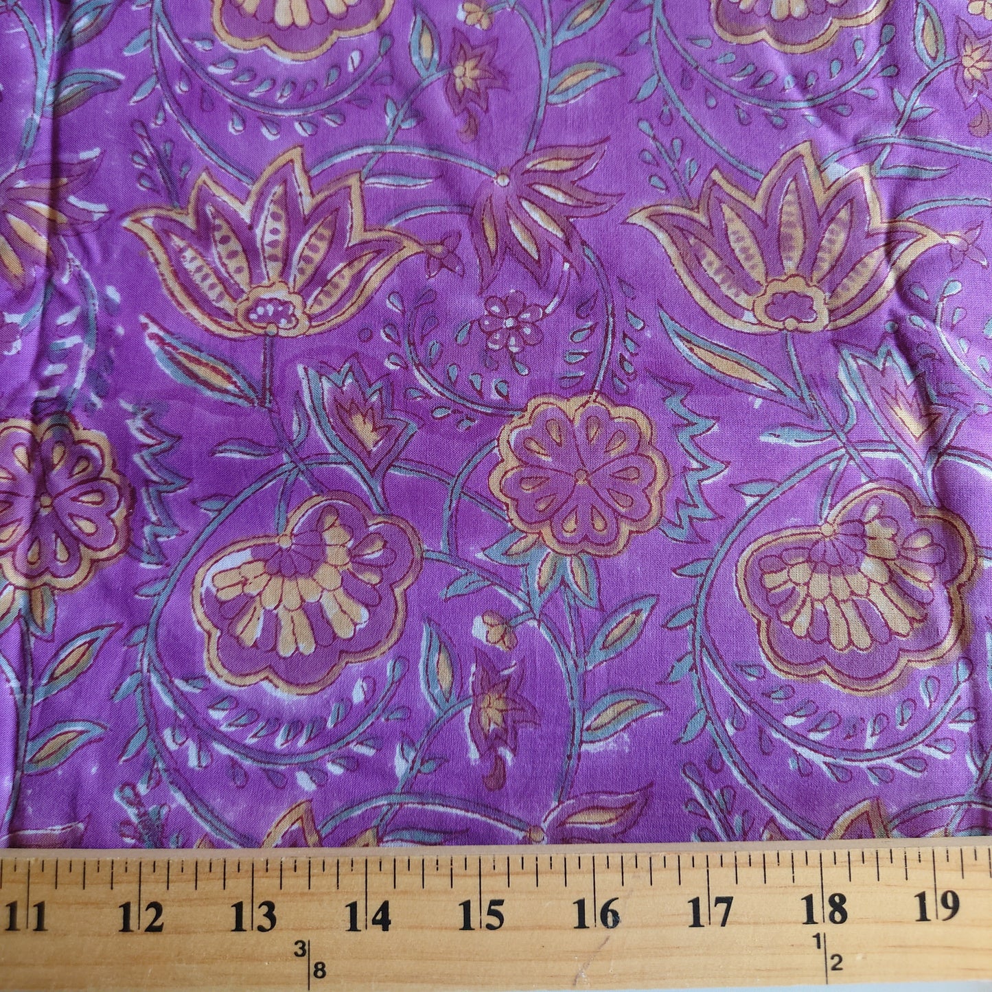 Purple Floral Block-Printed Cotton