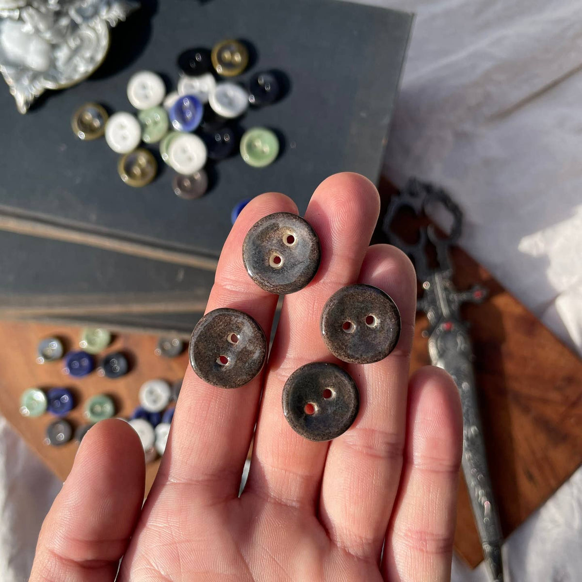 Silver Beast Studio Buttons- Set of 5 (18mm)