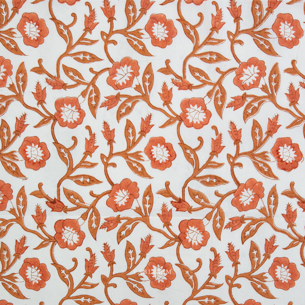 Fableism Indian Block Prints: Cottage Trumpet Lines in Sienna