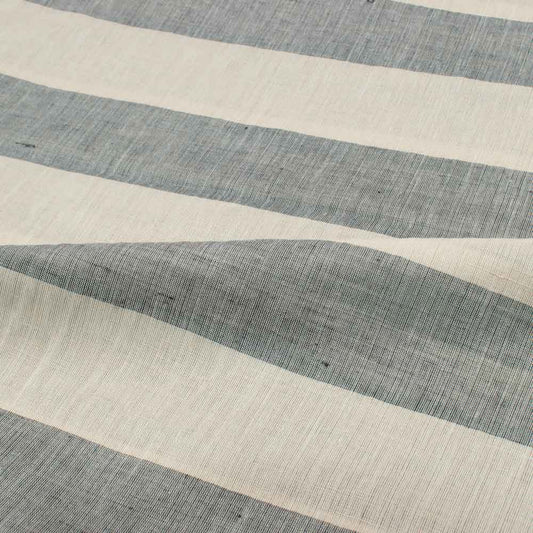 Wide Stripe Dusty Sage & Cream Handwoven Cotton Linen