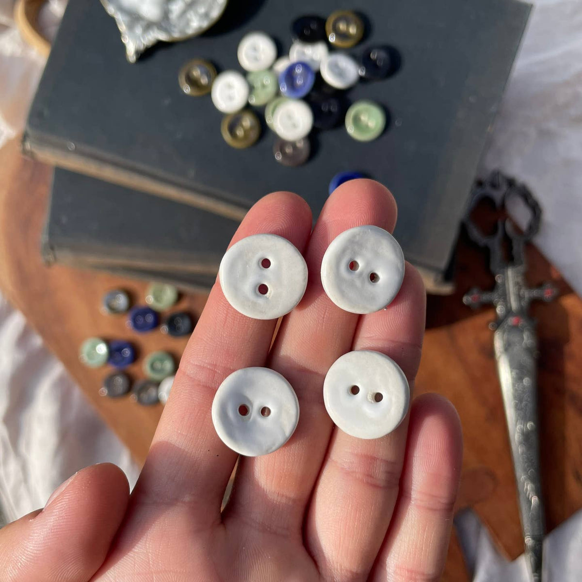 Silver Beast Studio Buttons- Set of 5 (18mm)