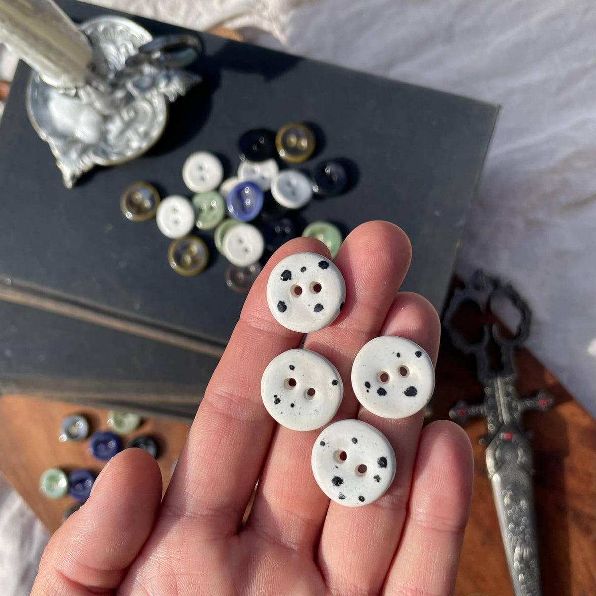 Silver Beast Studio Buttons- Set of 5 (18mm)