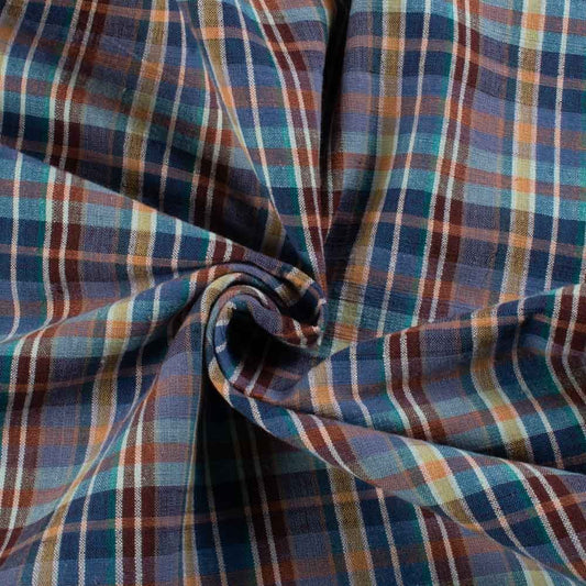 Primary Multicolor Plaid Handwoven Cotton Khadi