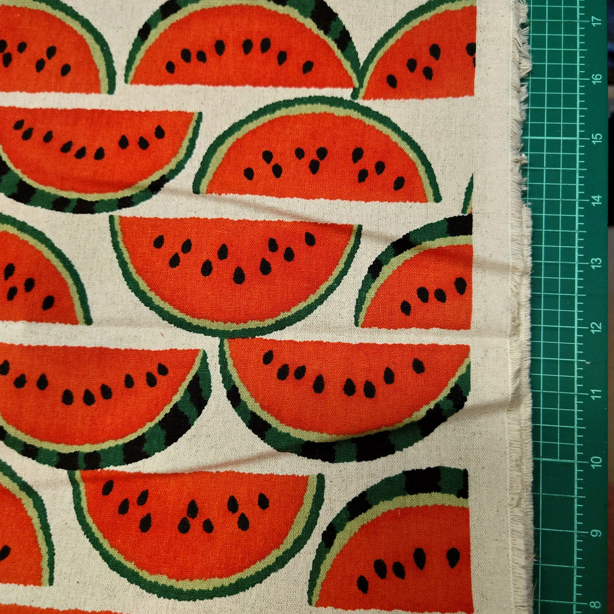 Watermelon Slices Japanese Cotton Linen Canvas on Natural