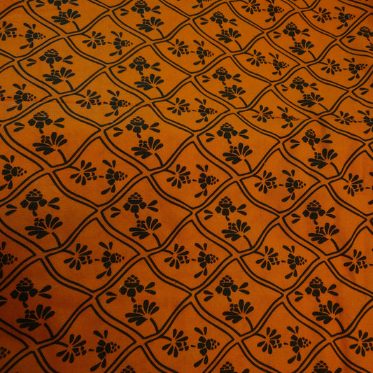 Orange & Green Digital Printed Cotton Khadi