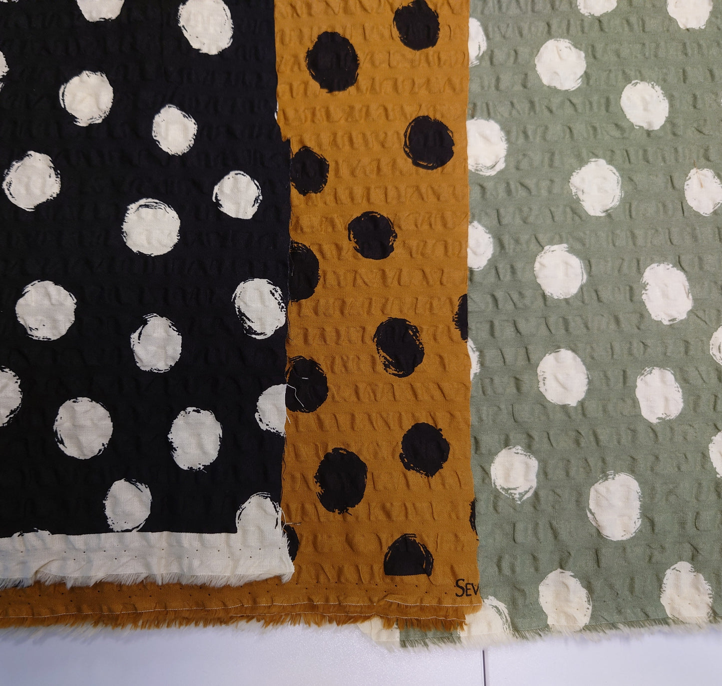 Polka Dot Japanese Cotton Seersucker in Caramel