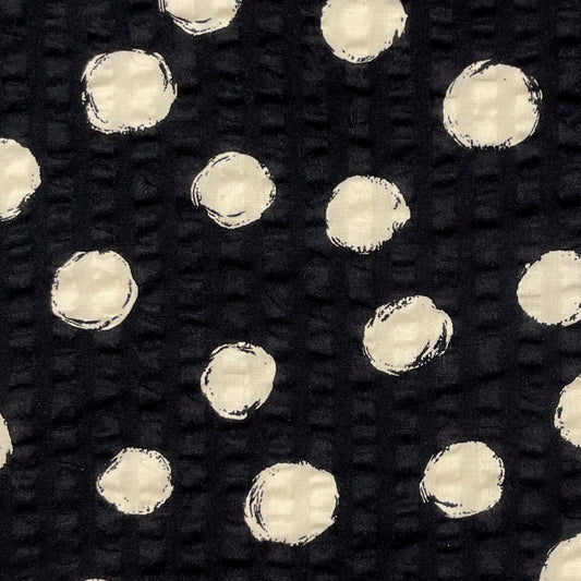 Polka Dot Japanese Cotton Seersucker in Black