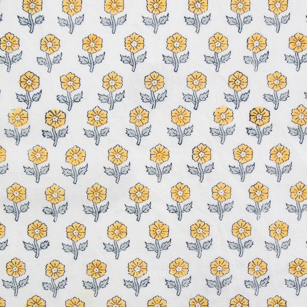 Fableism Indian Block Prints: Flowerling in Yellow