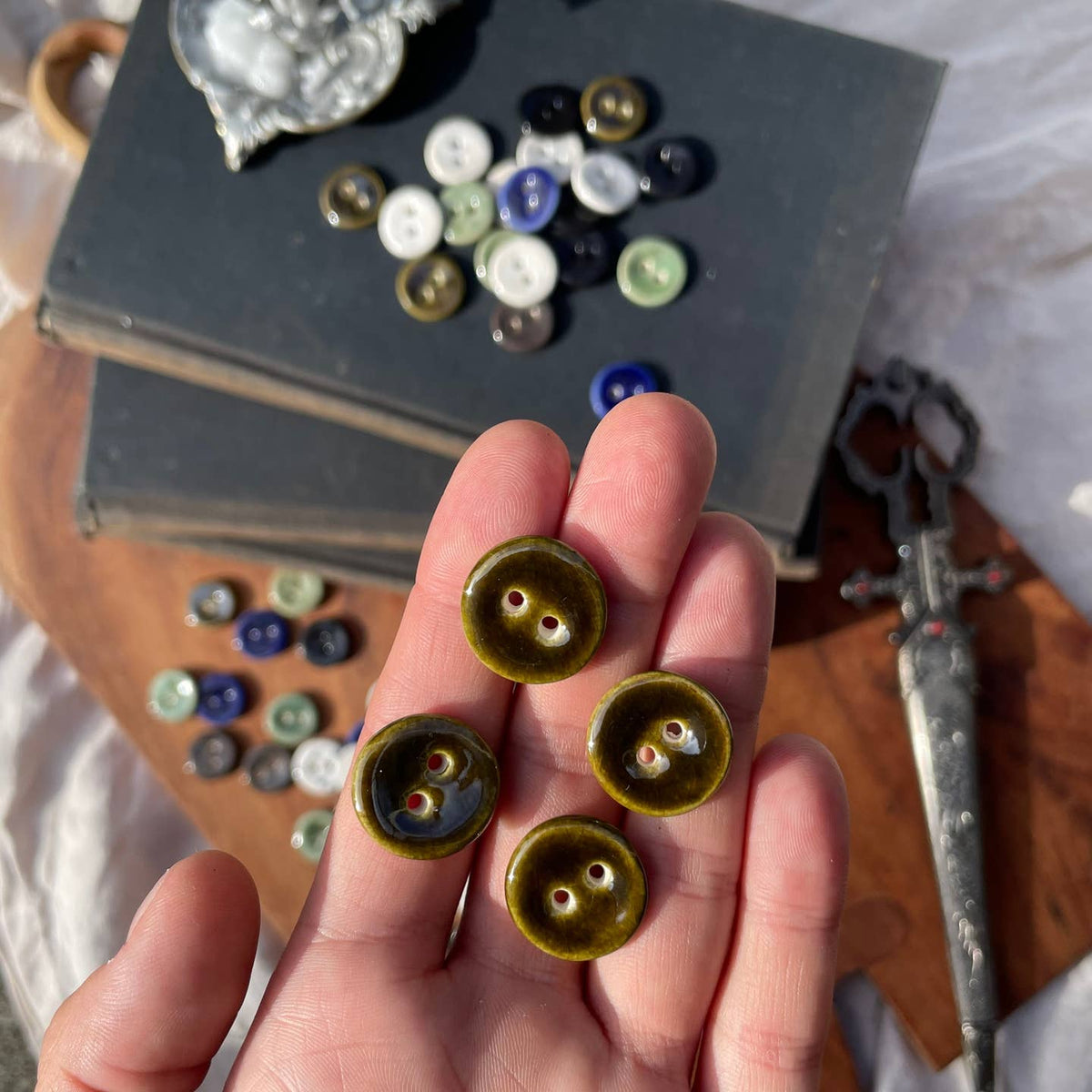 Silver Beast Studio Buttons- Set of 5 (18mm)