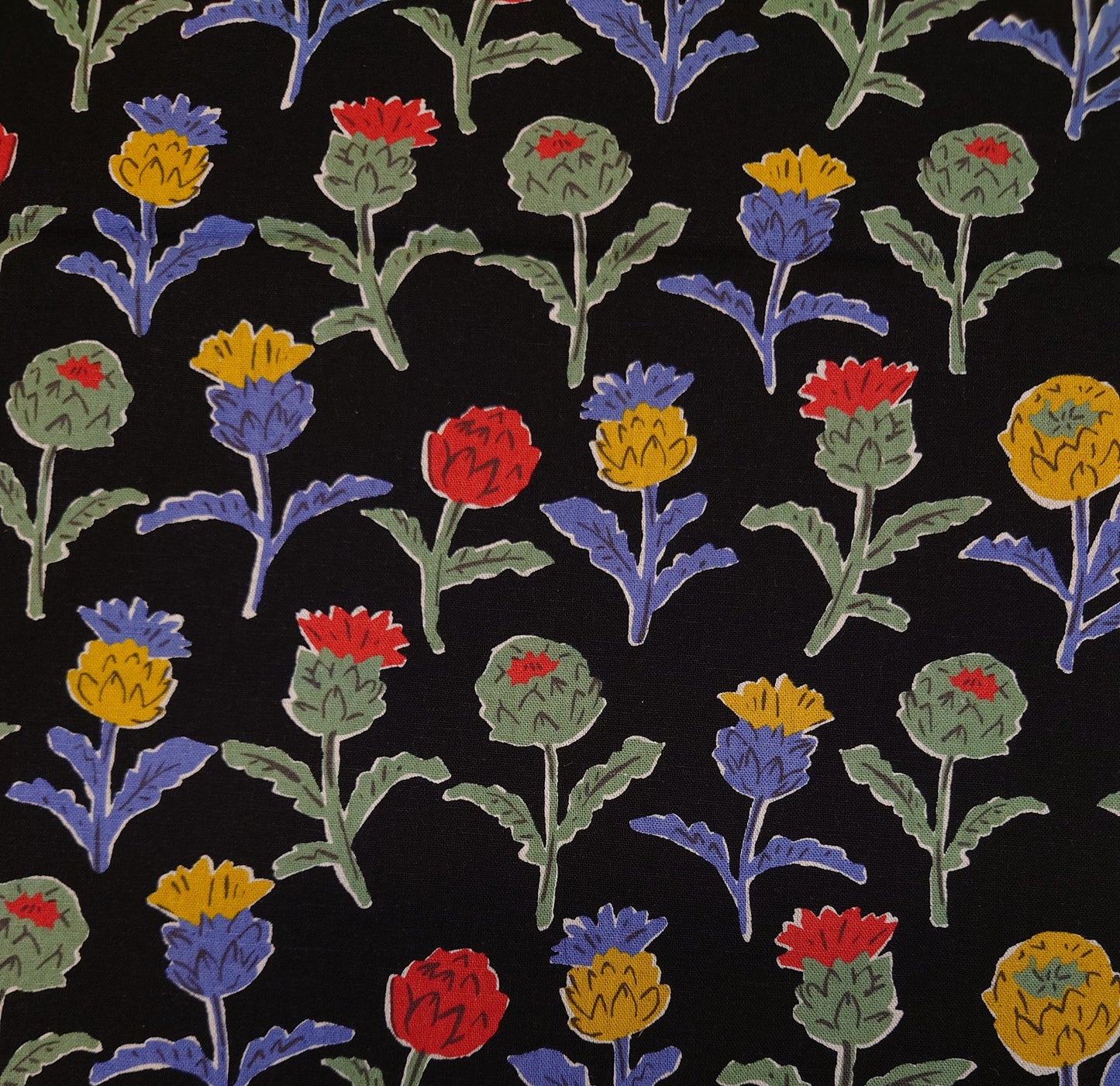 Artichoke Japanese Cotton Linen Canvas on Black