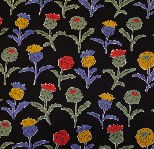 Artichoke Japanese Cotton Linen Canvas on Black