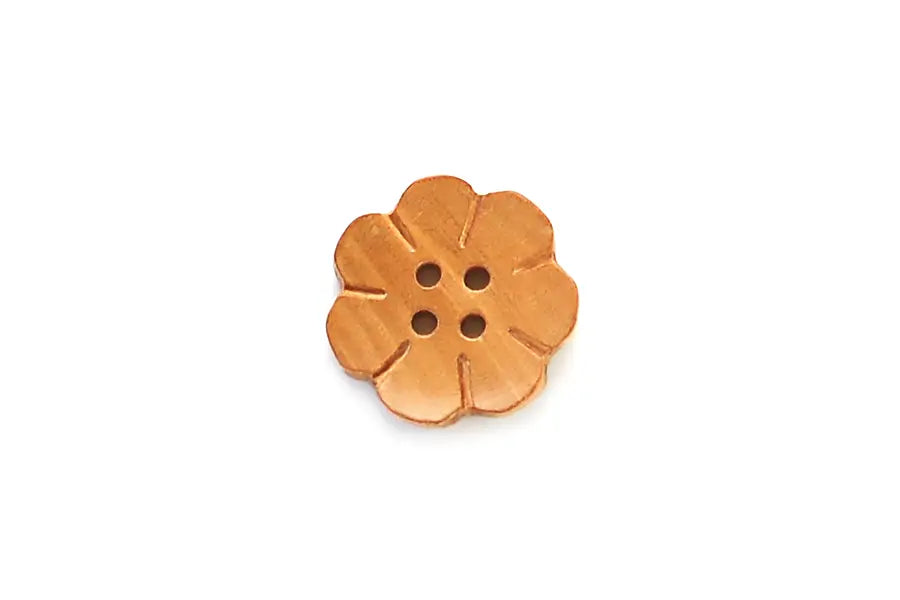 Wooden Flower Button - Honey (25mm)