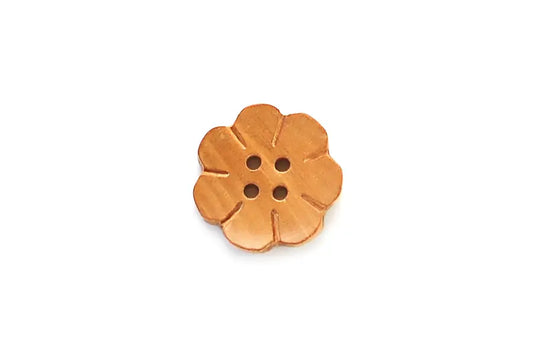 Wooden Flower Button - Honey (25mm)