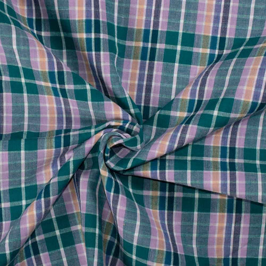 Lilac Multicolor Plaid Handwoven Cotton