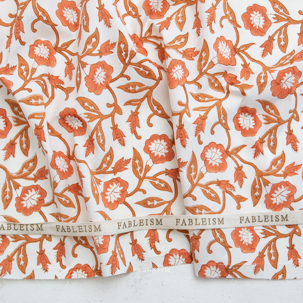 Fableism Indian Block Prints: Cottage Trumpet Lines in Sienna