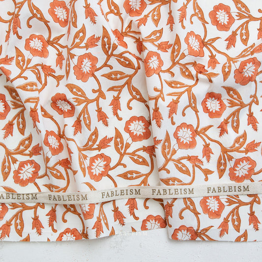 Fableism Indian Block Prints: Cottage Trumpet Lines in Sienna