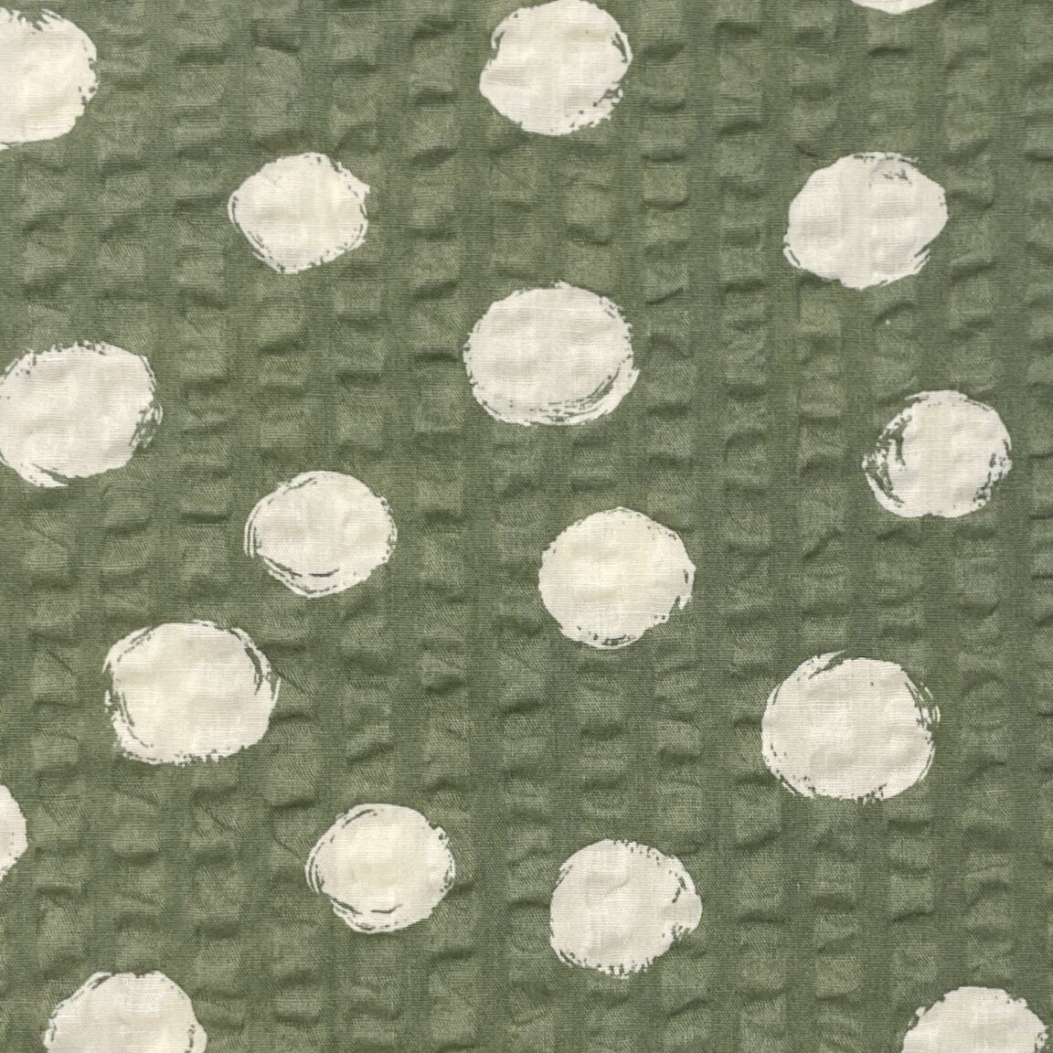 Polka Dot Japanese Cotton Seersucker in Sage