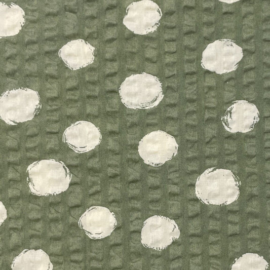 Polka Dot Japanese Cotton Seersucker in Sage