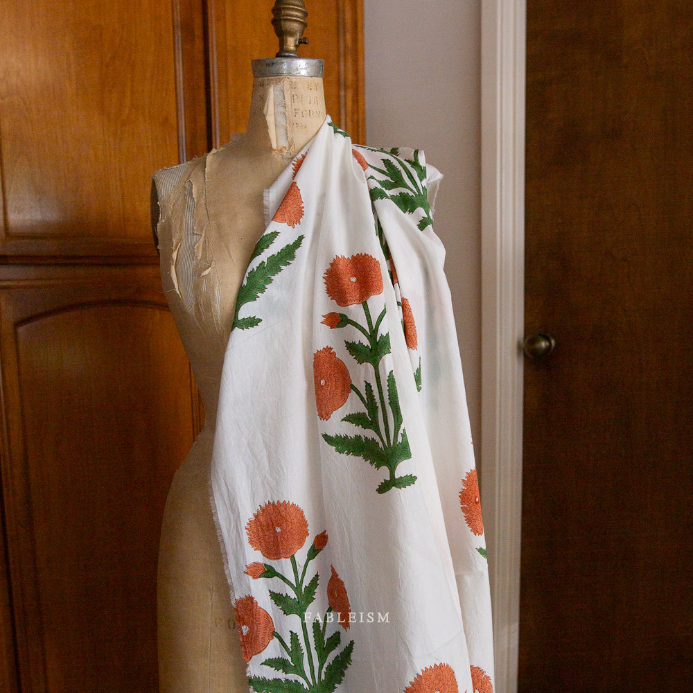Fableism Indian Block Prints: Cottage in Boho Floral in Sienna