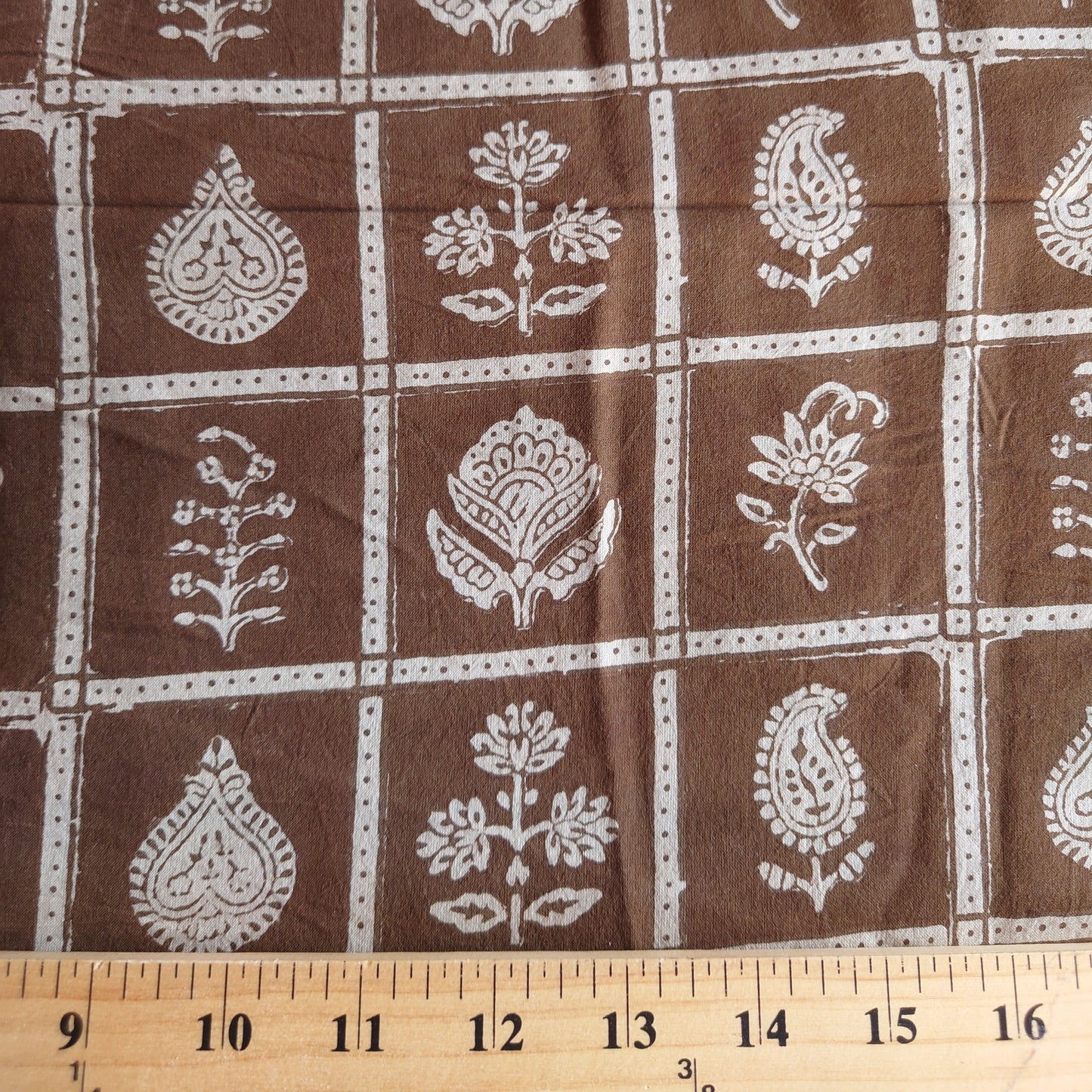 Checker Floral Block-Printed Cotton