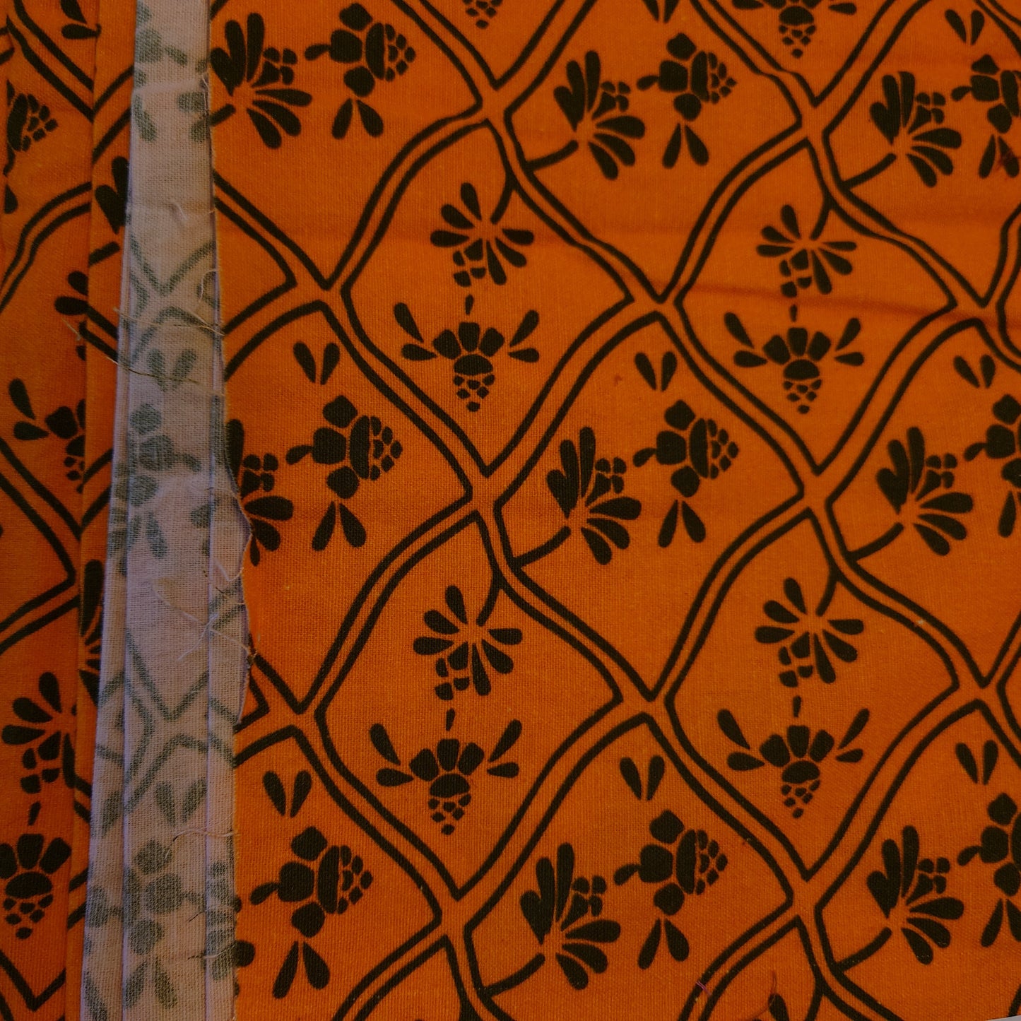 Orange & Green Digital Printed Cotton Khadi