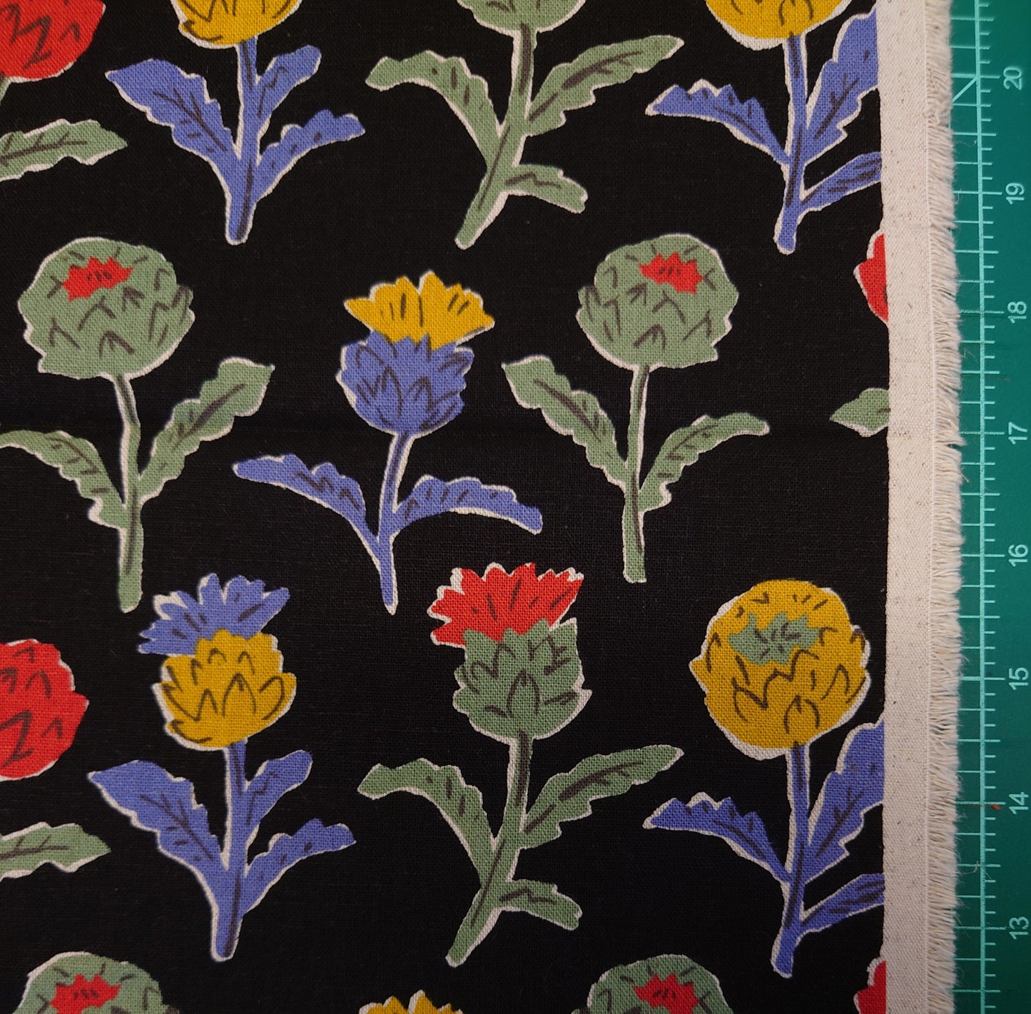 Artichoke Japanese Cotton Linen Canvas on Black