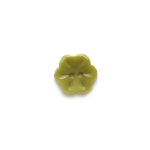 Flower Corozo Button in Green (15mm)