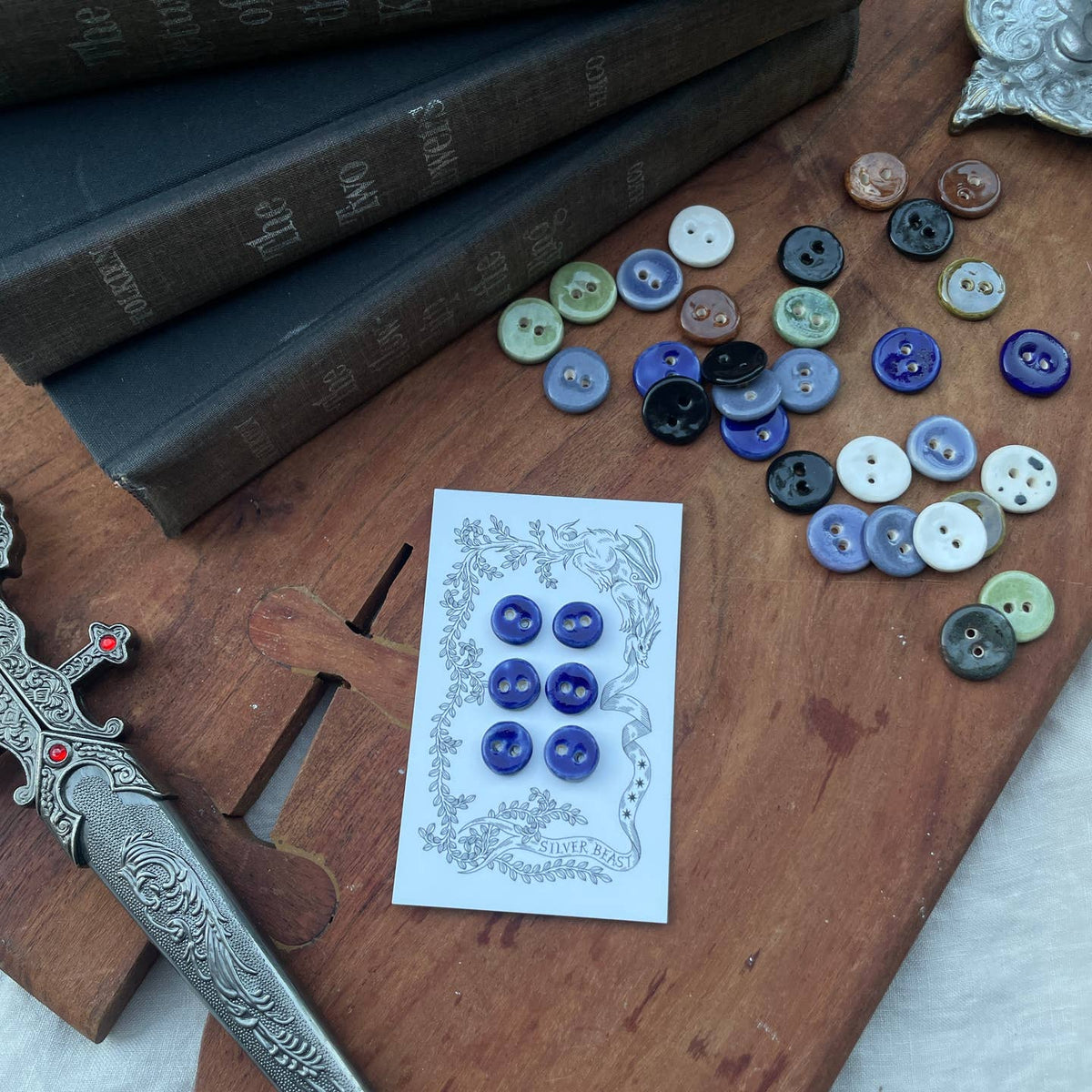 Silver Beast Studio Mini Buttons- Set of 6 (13mm)