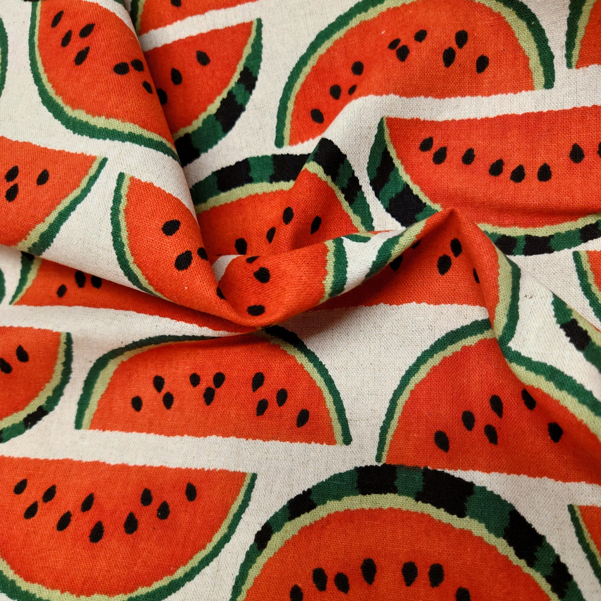 Watermelon Slices Japanese Cotton Linen Canvas on Natural