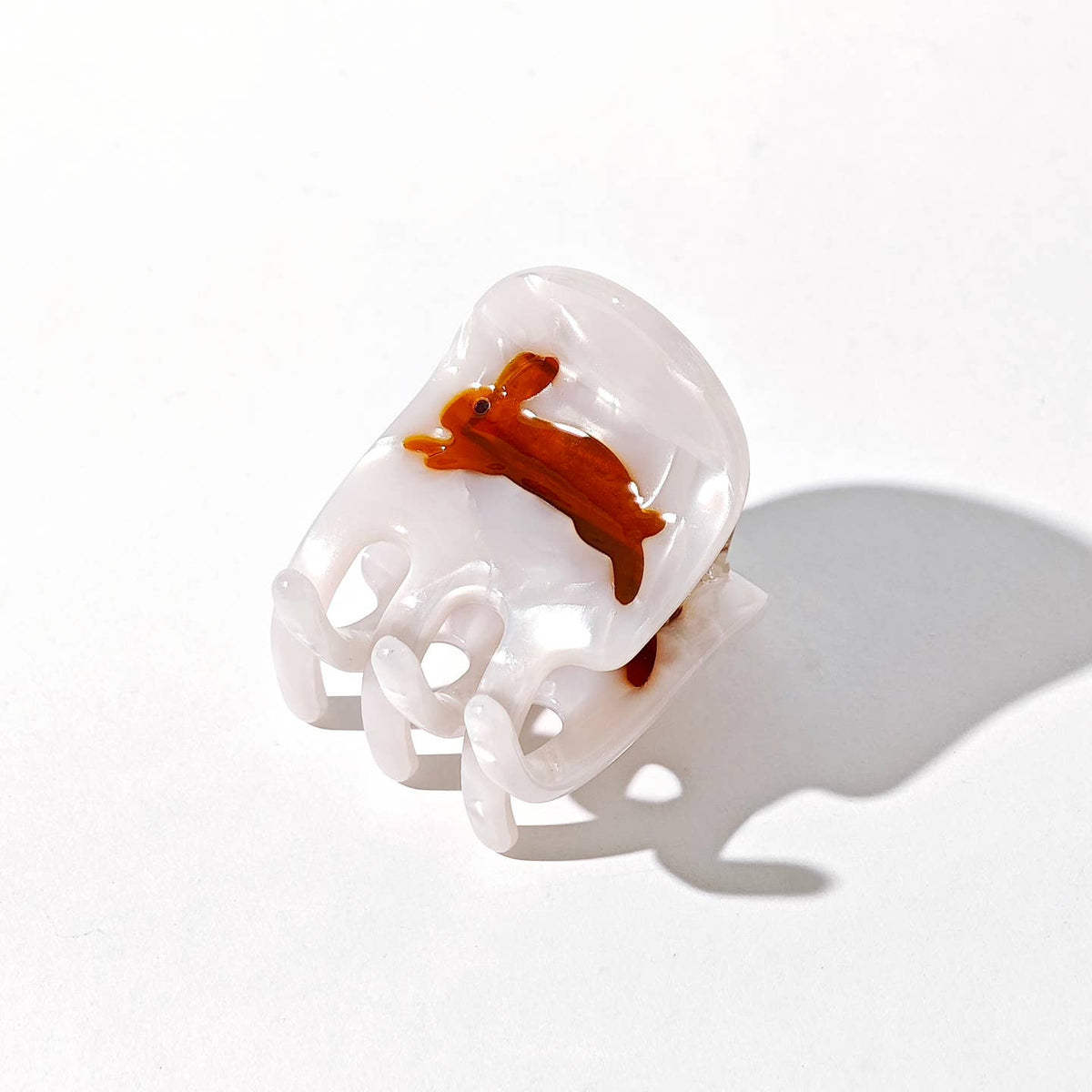Hey Ricochet Rabbit Mini Claw Clip in White